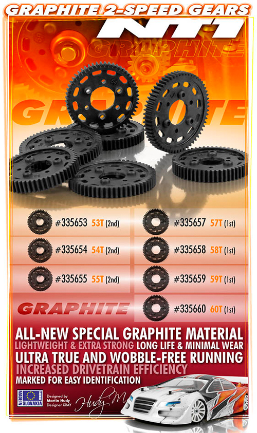 SMI XRAY News NT1 Graphite 2-Gang Zahnrder