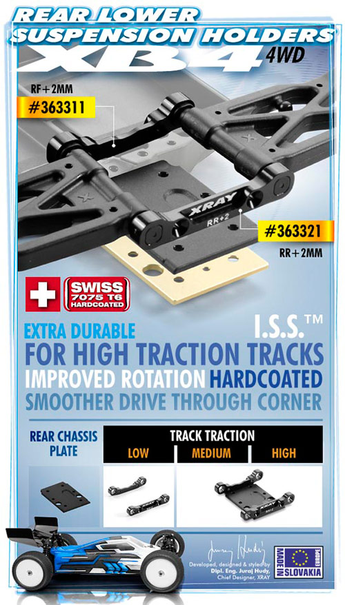 SMI XRAY News XB4 Querlenkerhalter +2mm HA