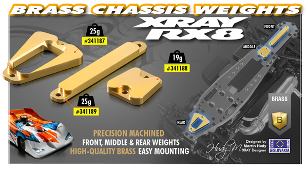 SMI XRAY News RX8 Messing Chassis Gewichte