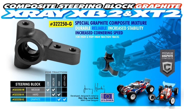 SMI XRAY News XRAY XB2/XT2 Graphit Lenkhebel
