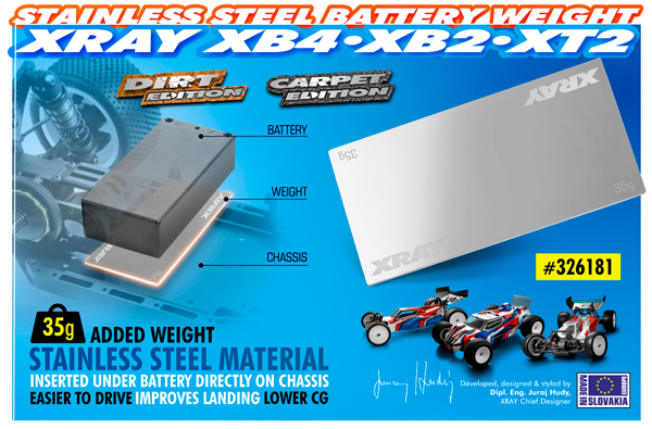 SMI XRAY News Edelstahl Akku Zusatzgewicht 35g