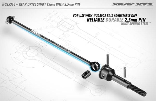 SMI XRAY News XT2 Antriebswelle 95mm,  2,5mm Pin