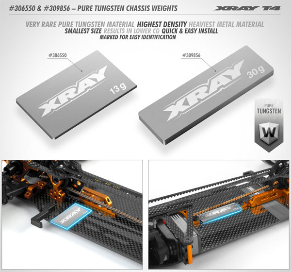 SMI XRAY News XRAY T4 Wolfram Chassis Gewichte