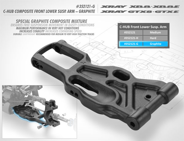 SMI XRAY News XB8 C-Hub  Graphit V. U. Querlenker 