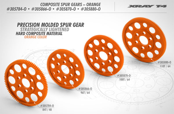 SMI XRAY News T4 Orange Composite Zahnrder
