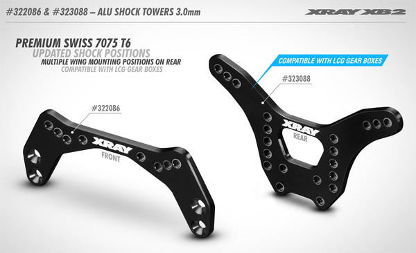 SMI XRAY News XB220 LCG Alu Dmpferbrcke 3.0mm
