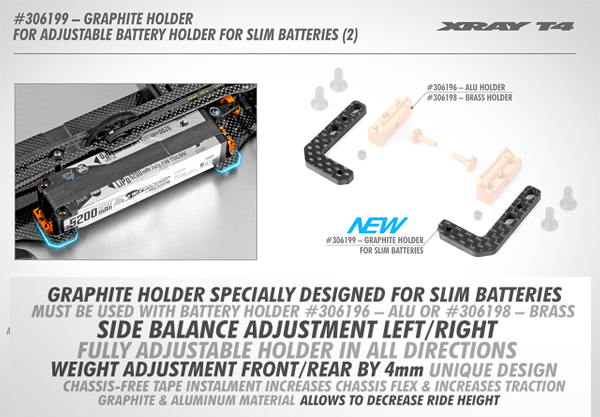 SMI XRAY News Neuer T420 Graphit Akkuhalter