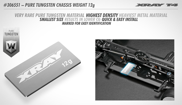 SMI XRAY News XRAY Wolfram Chassis Gewicht 12g