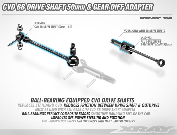 SMI XRAY News New T4 CVD BB Drive Shaft & Adapter