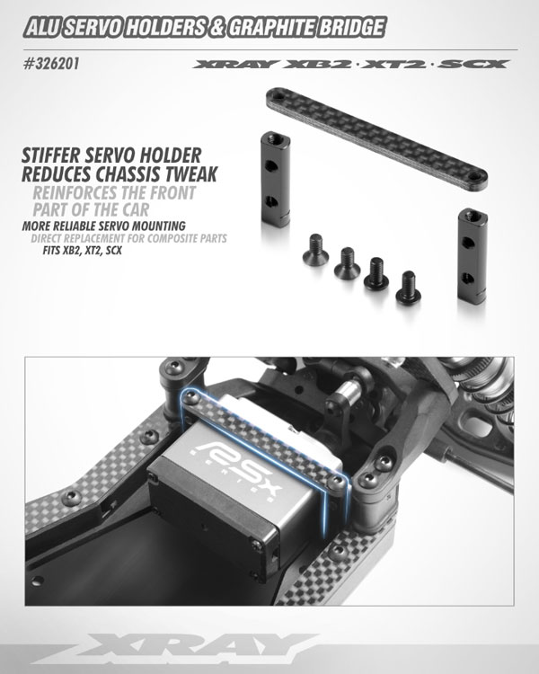 SMI XRAY News New Alu-Servohalter und Graphitbrcke 