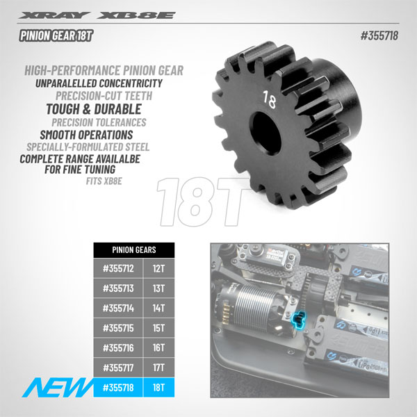 SMI XRAY News New Xray Pinion Gear 18T
