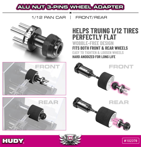 SMI XRAY News Alu Nut 3-Pins Radadapter 1/12 Pan Car