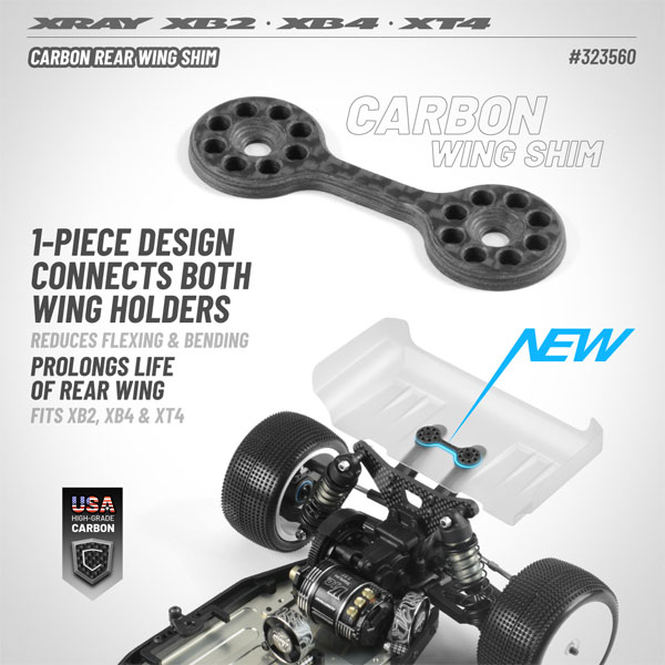 SMI XRAY News Xray XB2 Carbon Rear Wing Shim