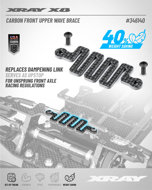SMI XRAY News X8 Carbon Front Upper Wave Brace