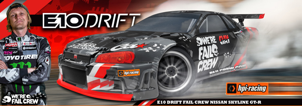 HPI Racing E10 Drift Fail Crew Skyline R34 GT-R 