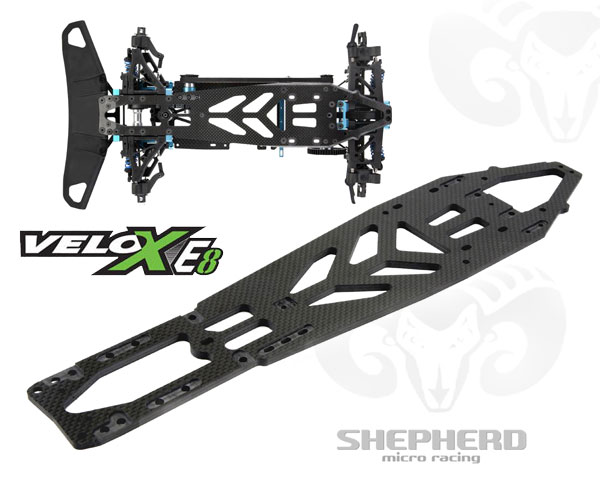 Shepherd Micro Racing Kohlefaser Chassisplate Velox E8